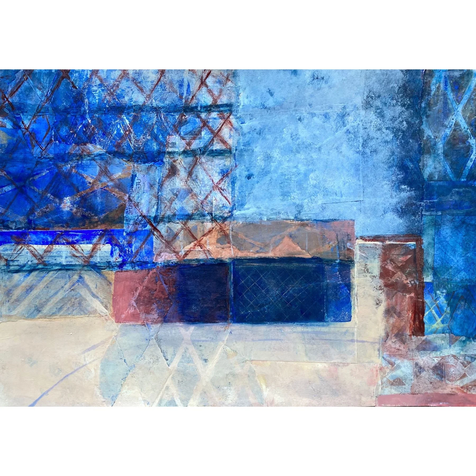 Near the Station ~ A3 Acrylic, collage and soft pastel on 220gsm cartridge paper ~ £295 in a white wood St. Ives frame