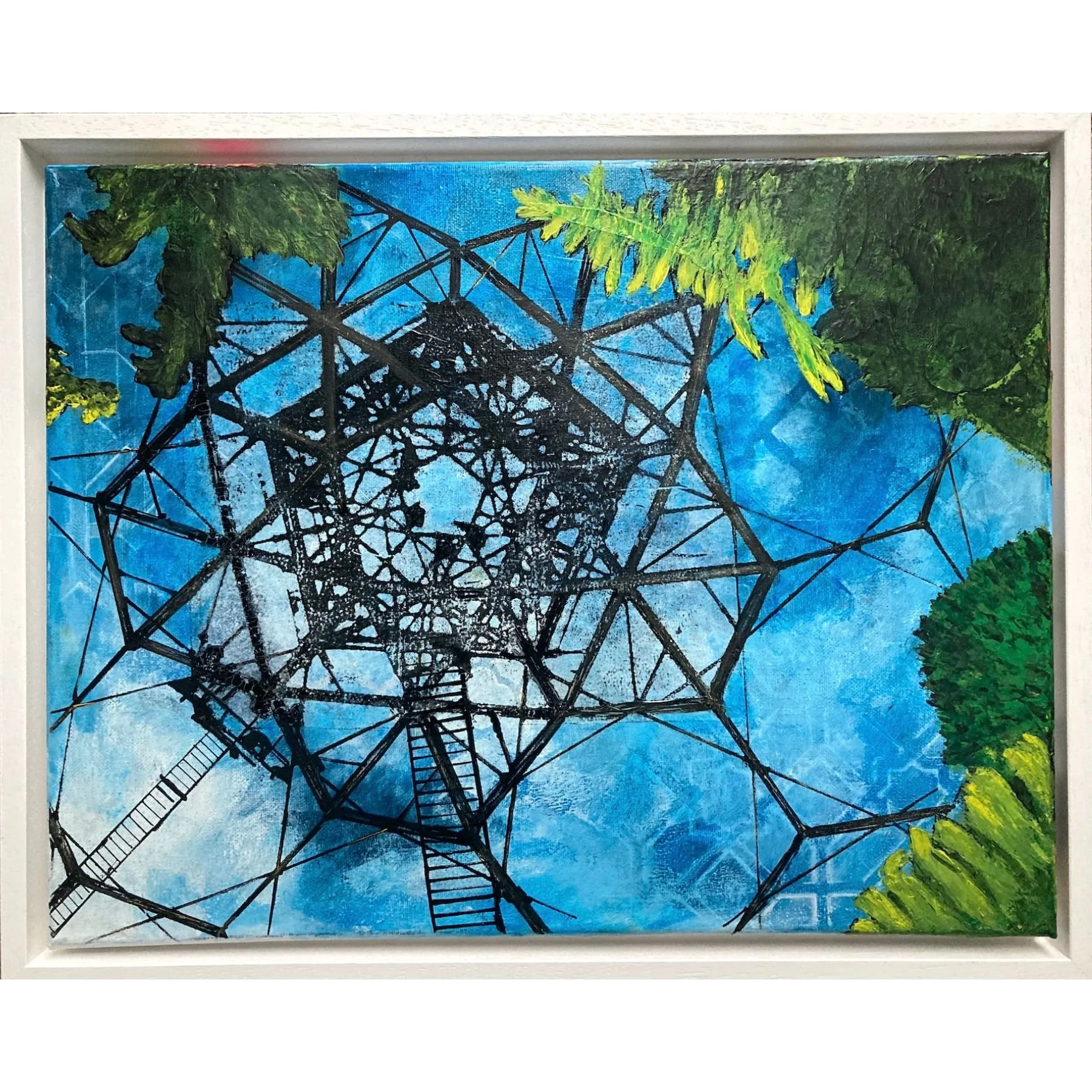 Eden View ~ 14" x 18" ~ acrylic, collage and mixed media on canvas ~ £330 in a simple white wood tray frame