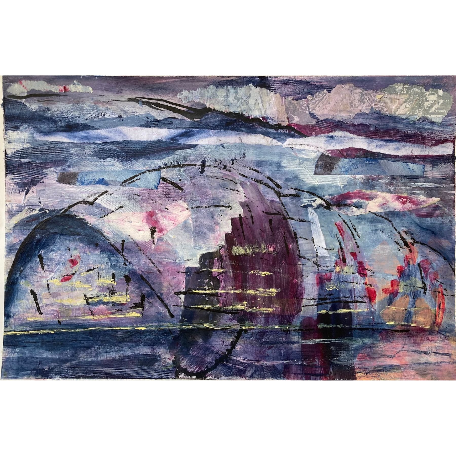 The Sage II ~ Acrylic and collage on paper, size approximately A3 ~ £295 mounted and framed, £275 unframed