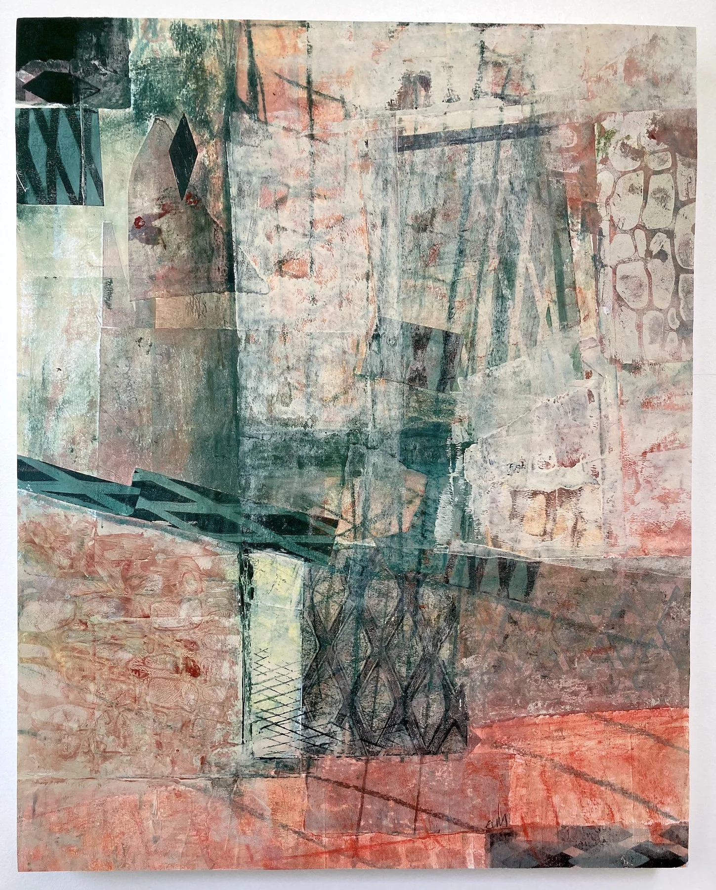 La Ruelle, Acrylic and mixed-media on paper, mounted to a 16" x 20" cradled wood panel, by Lucy Mathers, £355.