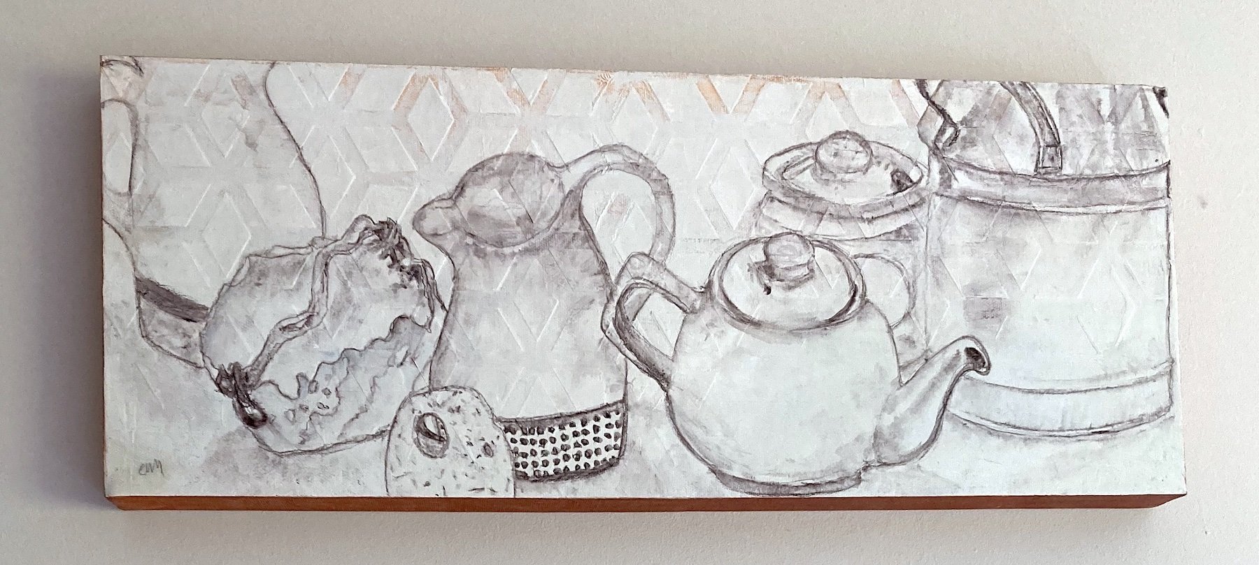 Lucy Mathers' painting called (In) Formation, shown hanging on a wall