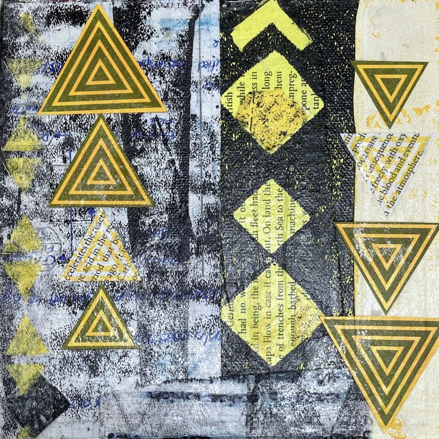 On Land  ~ 6" square ~ Acrylic collage on canvas board ~ £85 framed in simple white wood frame