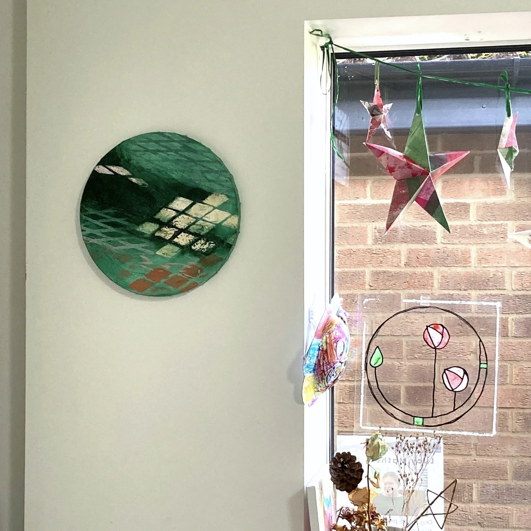 In the studio showing Lucy Mathers' painting called Within the Shadows