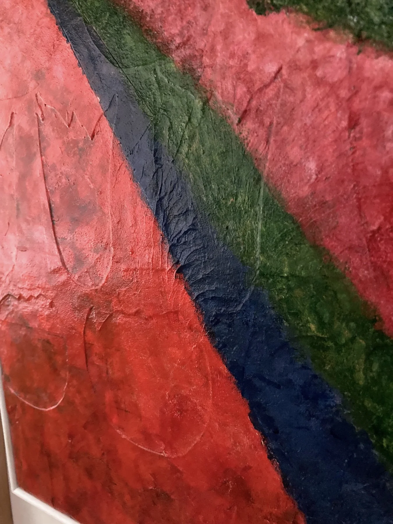 Detail of Lucy Mathers' painting called Tulimpsest showing the texture in the layers
