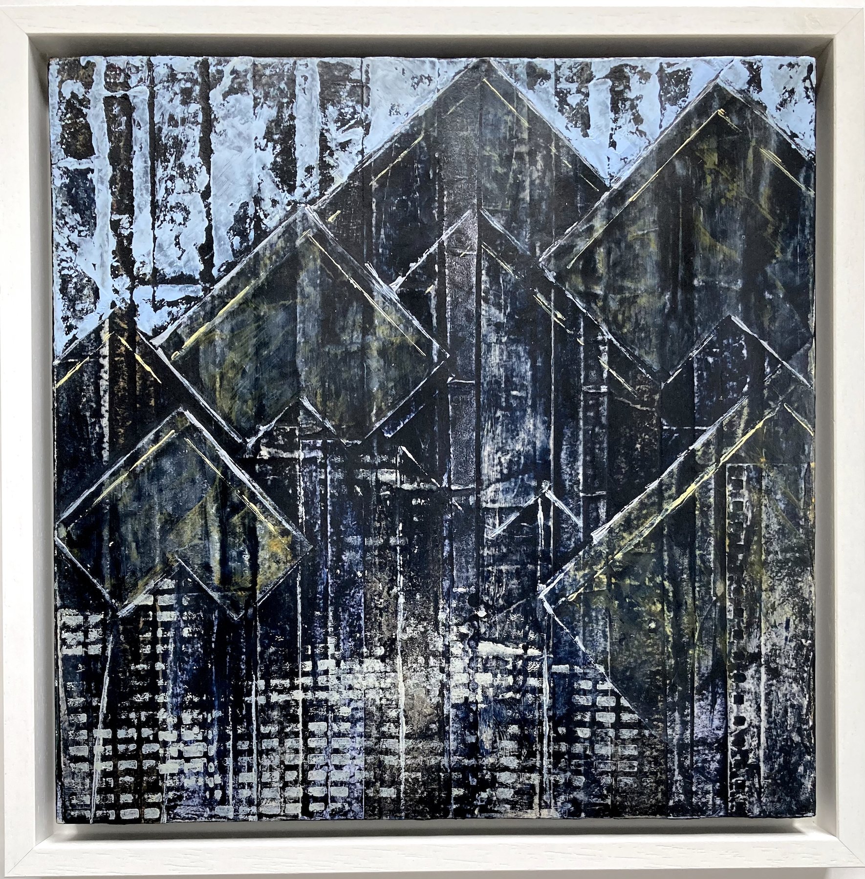 Paper Forest ~ Mixed media on cradled wood panel in white wood tray frame ~ £255