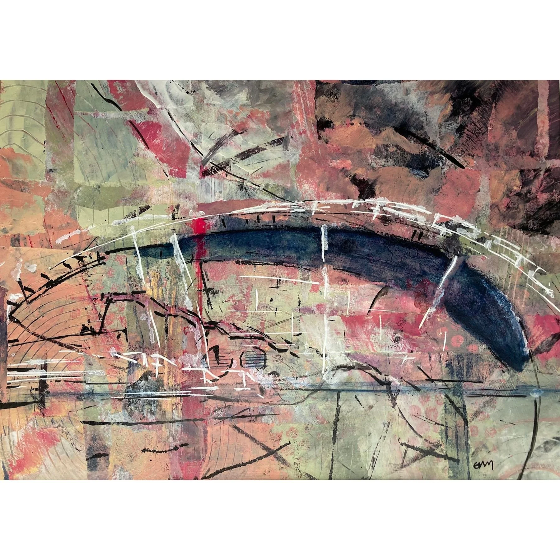 The Sage III ~ Acrylic and collage on paper, size approximately A3 ~ £295 mounted and framed, £275 unframed