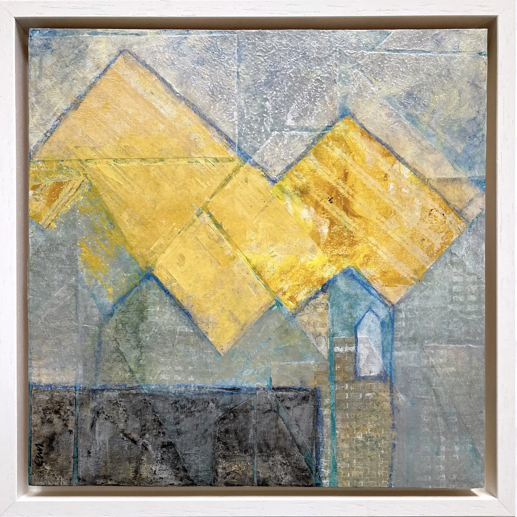 Tessellated ~ Mixed media on cradled wood panel in white wood tray frame ~ £255