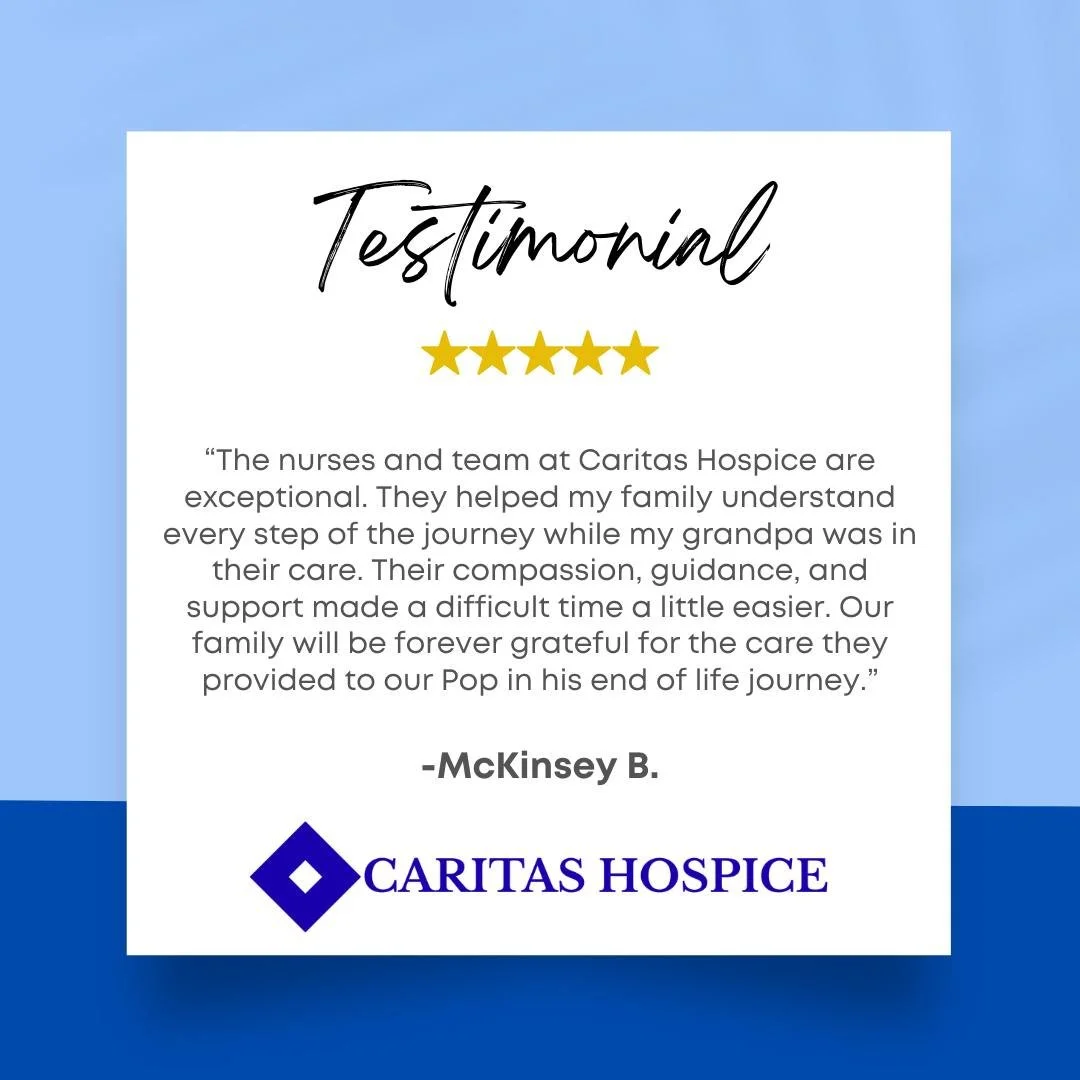 We are very appreciative of the kind words shared by our families and friends. It is a privilege to walk alongside you with care, compassion and dignity. ✨💙 #TestimonialTuesday #CaritasHospice