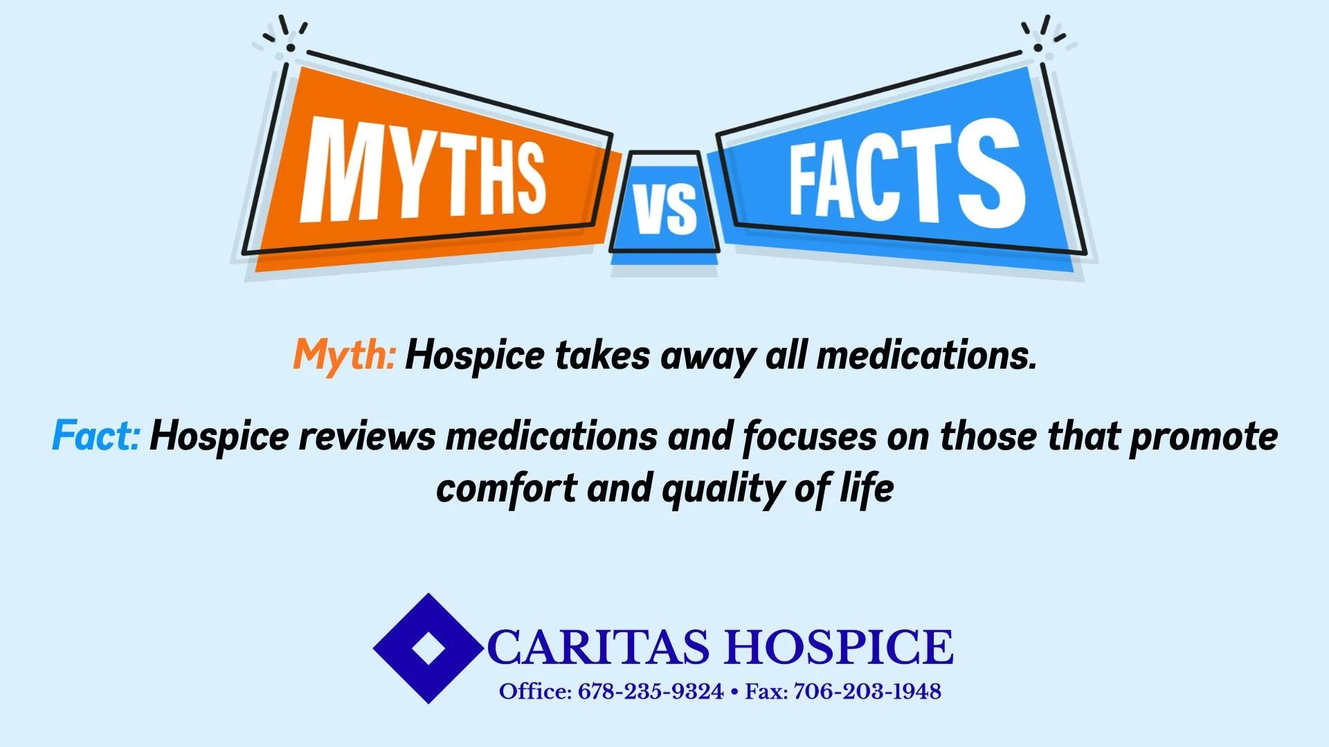 It's time for Monday Myth Busting! 🎉One misconception about hospice is that all medications are stopped. The truth is that hospice carefully reviews each medication and focuses on those that provide comfort, manage symptoms, and support the best pos