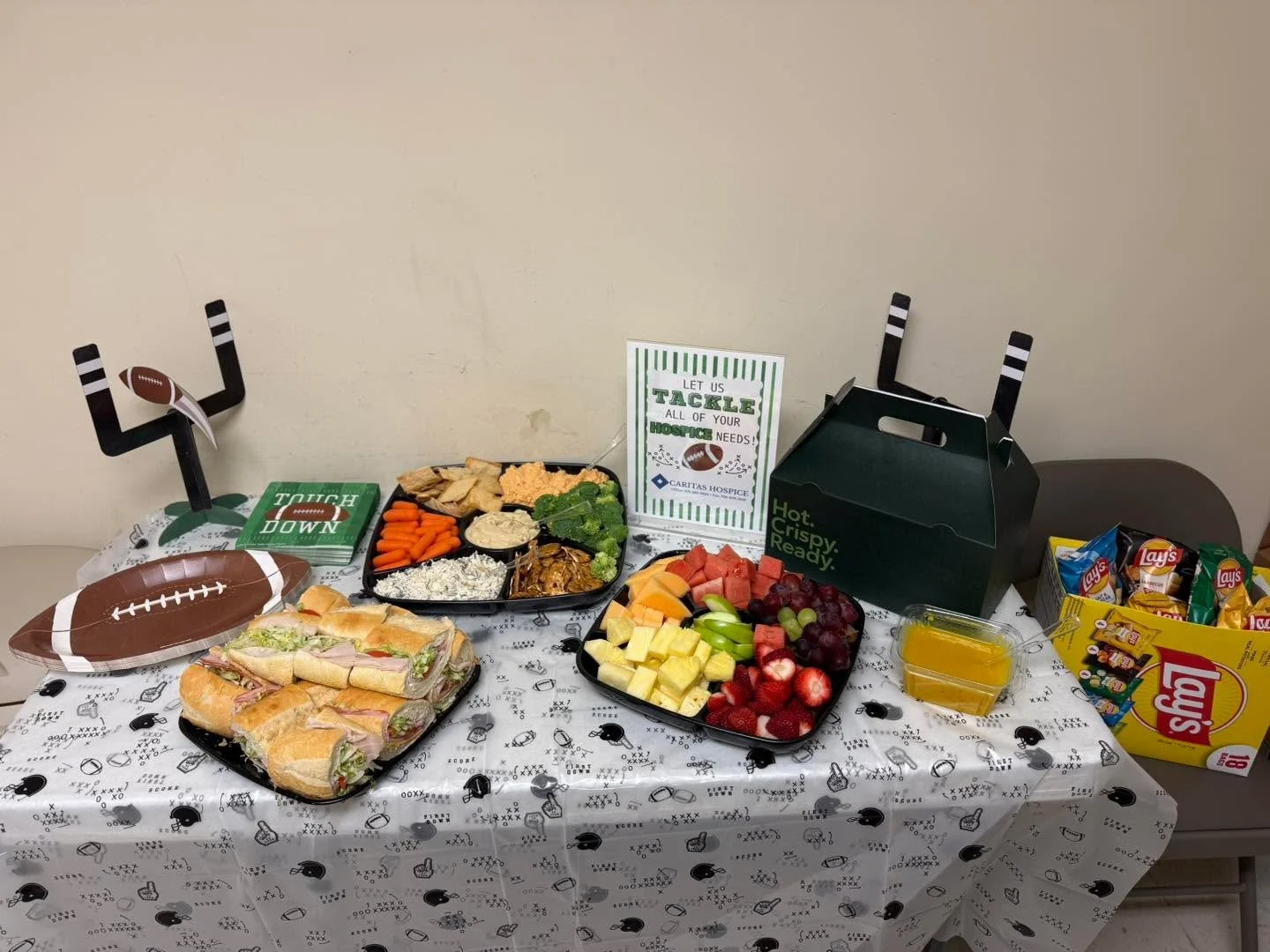 Let us tackle all of your hospice needs! 🏈 McKinsey &amp; Susanna hosted a tailgate-themed lunch with Dr. Lukose and the amazing team at Premier Medical Associates, P.C. today! 💛🏈 💚 Shoutout to our Nurse Karina for making the football cookies! 🍪