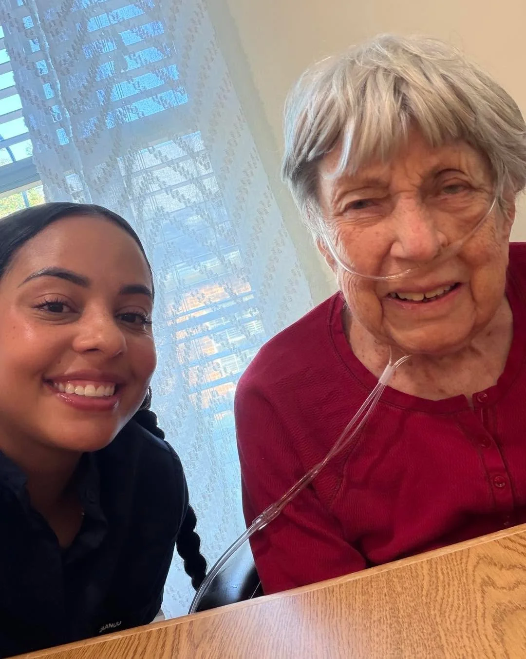 Check out this sweet picture!💖 Nurse Amber and Ms. Edith enjoyed some quality time together this morning. It&rsquo;s moments like these that remind us that hospice care is about so much more than care&mdash;it&rsquo;s about comfort, companionship, a
