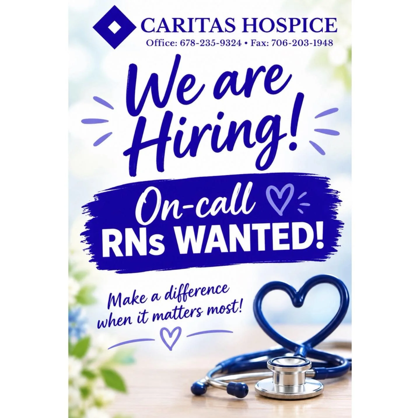 Are you a compassionate nurse looking for an opportunity to make a meaningful difference? Caritas Hospice is looking for caring, dependable nurses to join our on-call team. Reach out to us today! 💙 https://app.smartsheet.com/b/form/c891cea24f6c4934b