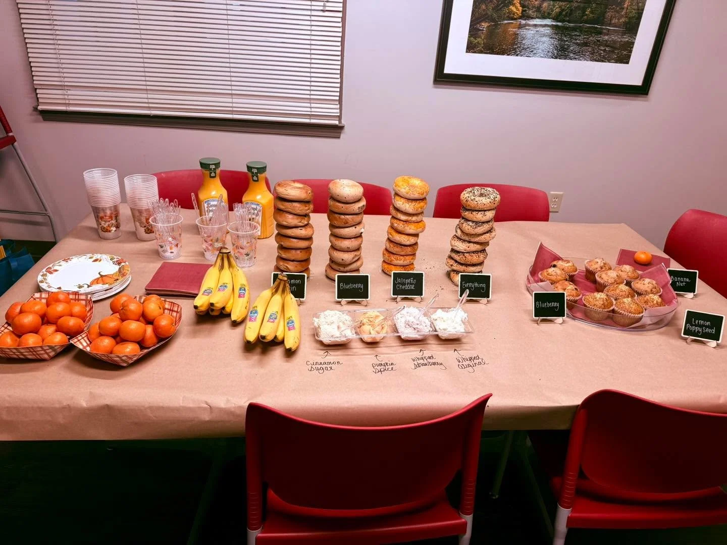 Everything is better with bagels! 🥯✨ Brooke had the sweetest start to the morning hosting a delicious bagel bar with the awesome crew at Northside Diagnostic Clinic &mdash; Duluth! 💗 #CaritasHospice #BreakfastAndLearn #HospiceEducation