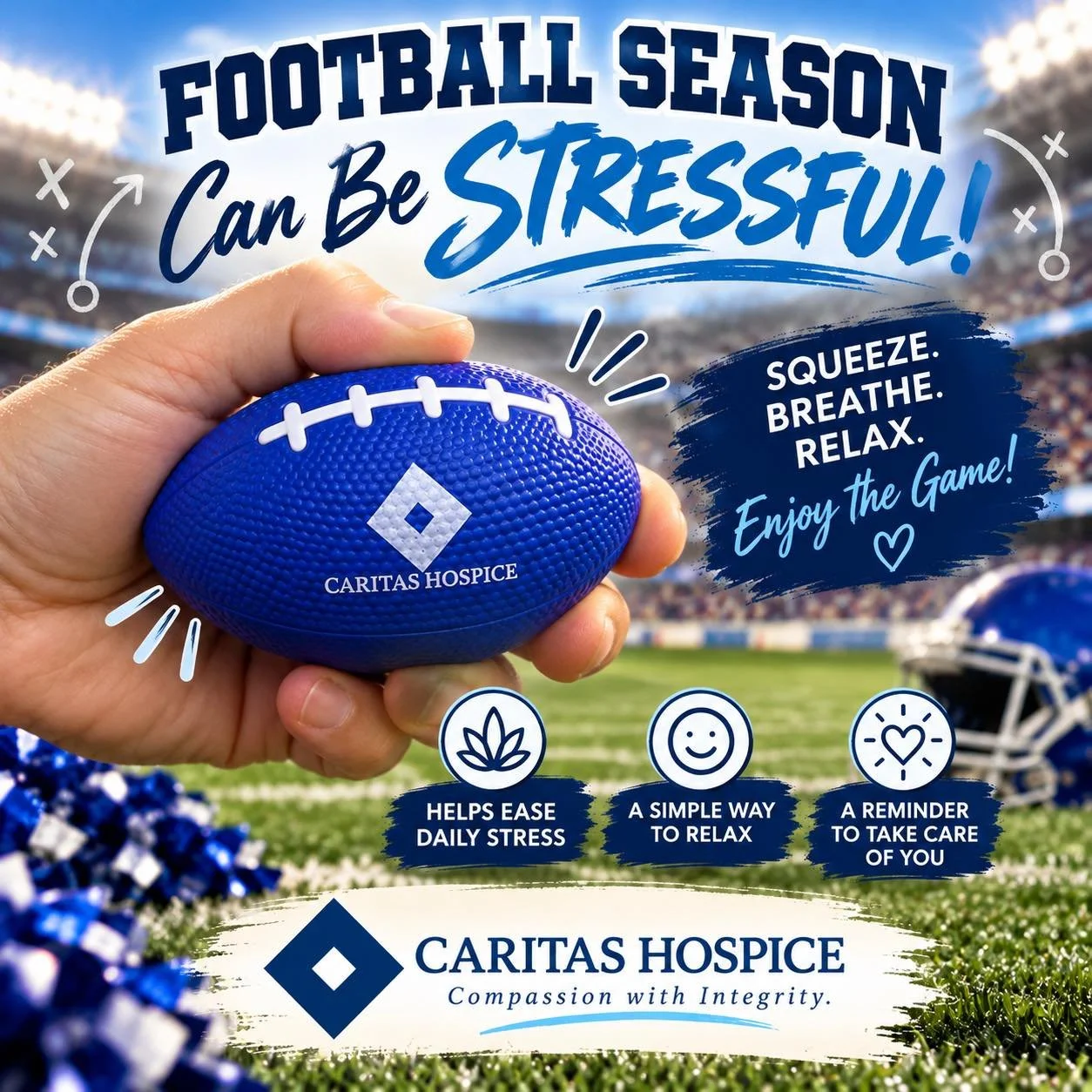 🏈💙 Football Season Is Here&hellip; Let&rsquo;s TACKLE That Stress! 💙🏈

Whether your favorite team is winning big or keeping you on the edge of your seat, football season can be stressful! 😅

At Caritas, we know that sometimes you just need to ta