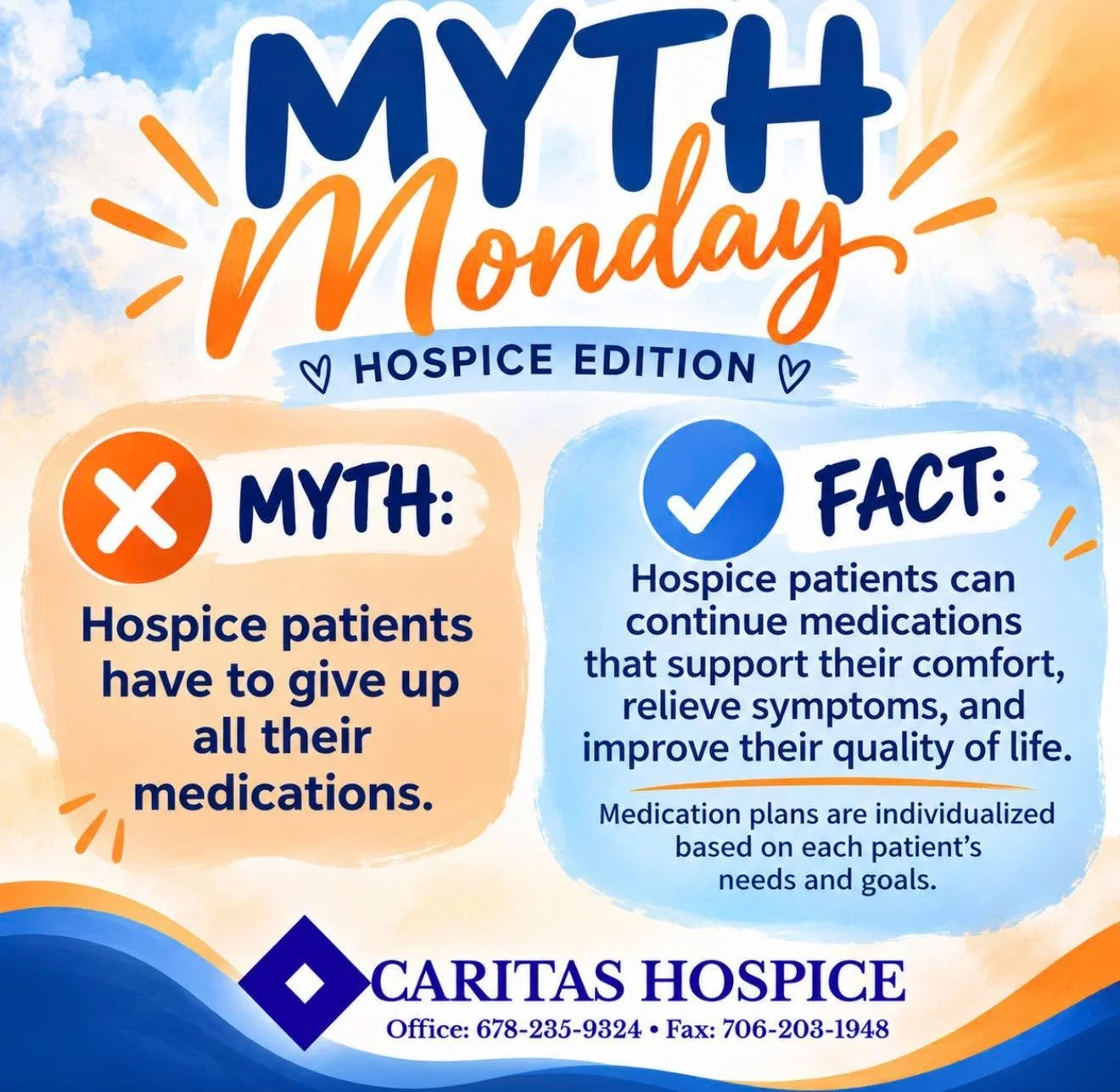 One of the biggest misconceptions about hospice is that patients have to stop taking all their medications. That&rsquo;s simply not true! 💊 Hospice care is all about comfort and quality of life. Medication plans are tailored to each patient&rsquo;s 