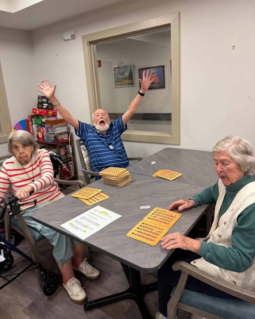 BINGO + Friday = The Perfect Combination! 🎉 Our awesome Volunteers wrapped up the week with a little friendly competition, lots of laughter, and plenty of BINGO fun at the Oaks at Hampton! ❤️🥰 #CaritasHospice #HospiceVolunteers #BingoFriday
