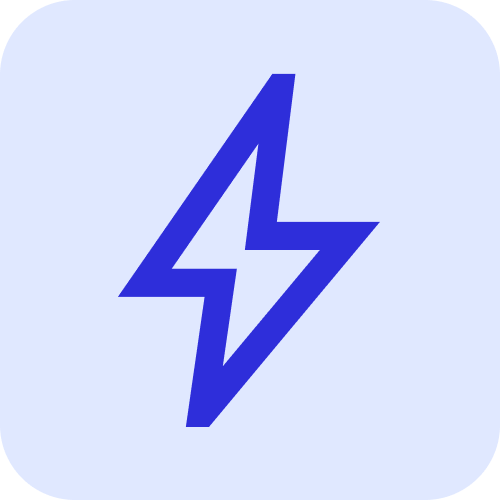 Icono de un rayo en color azul sobre un fondo claro