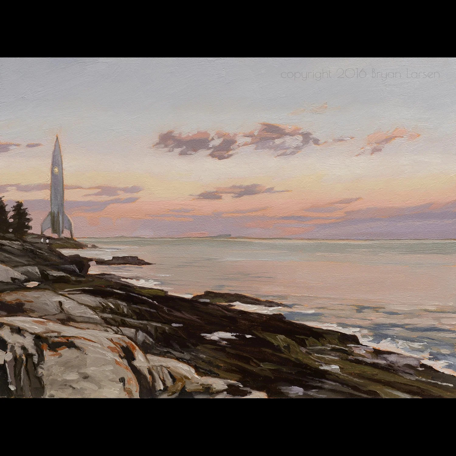'Down by the Sea' 8x6 inches, oil on wood panel. Sold. $600