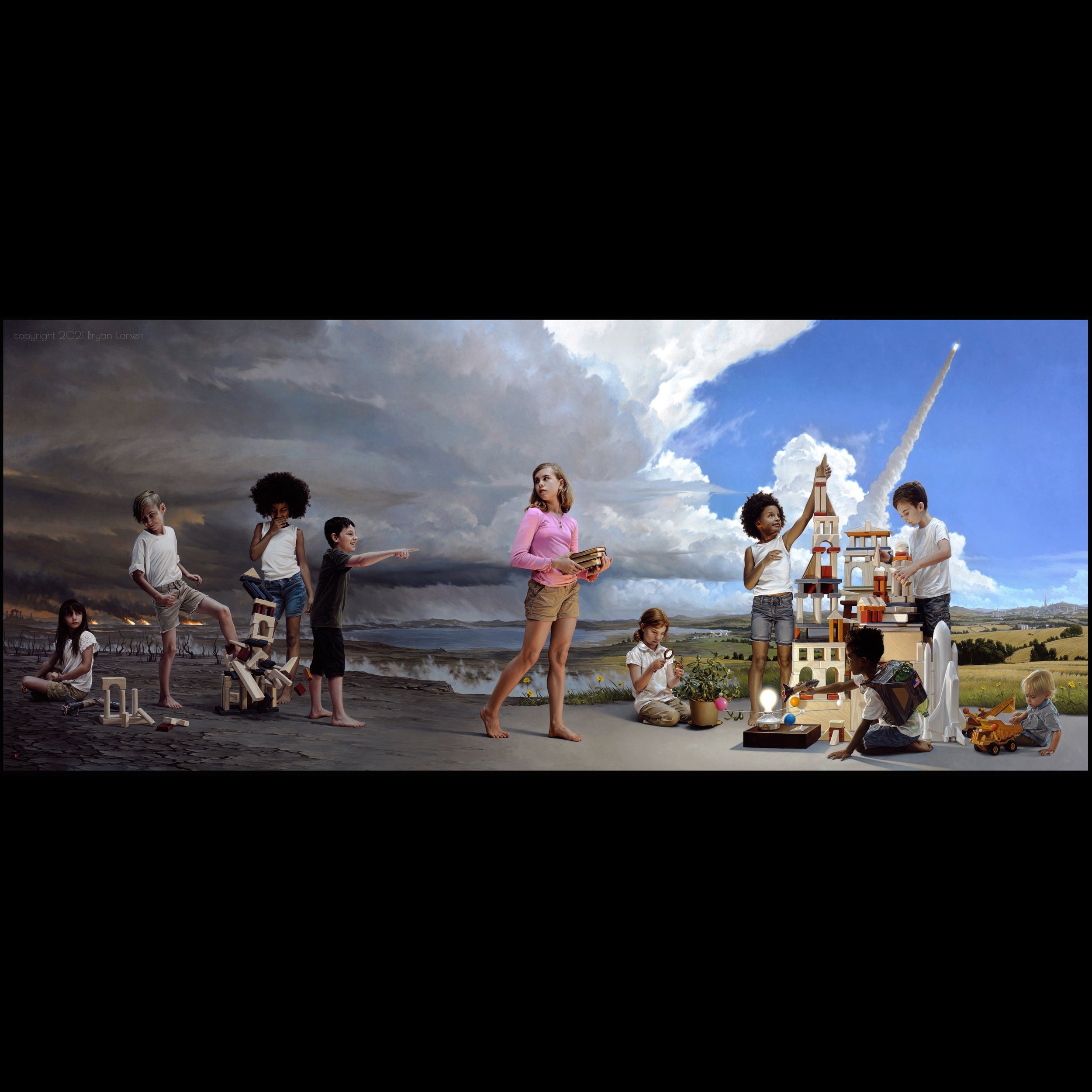 'Free Will' - commission - 96x40 inches - oil on panel - $160,000.00