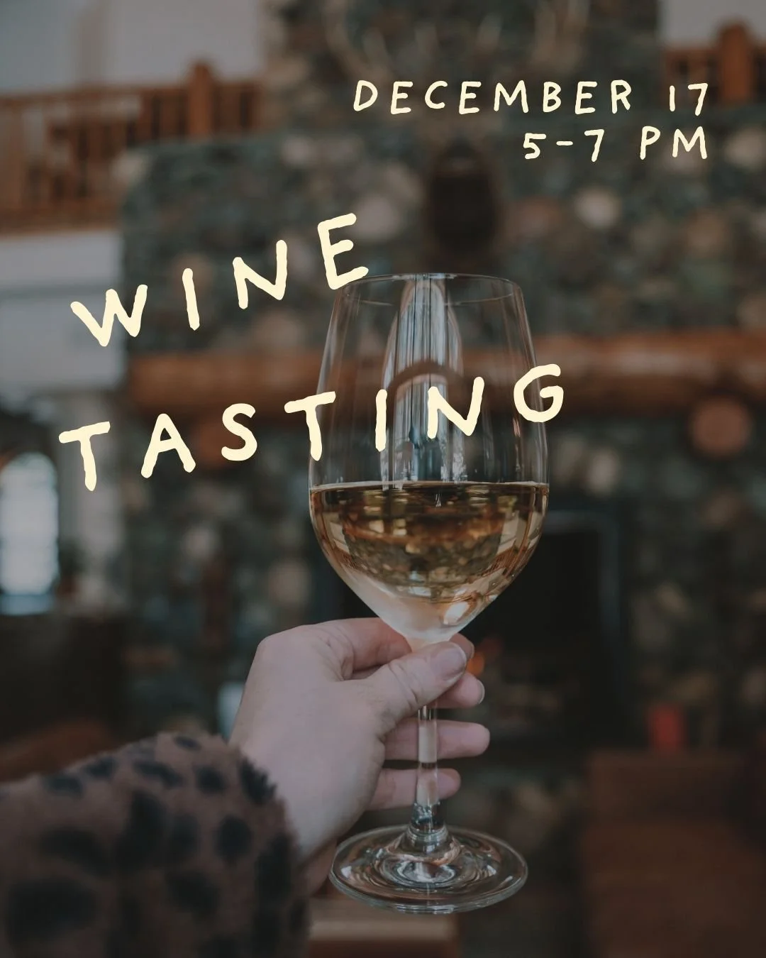 Next week! We've decked the halls and are excited for you to join us in the main lodge to taste some special wines for the holidays. Bottles will be available for purchase at a discount, so you can stock your tables for any upcoming festivities. A fl