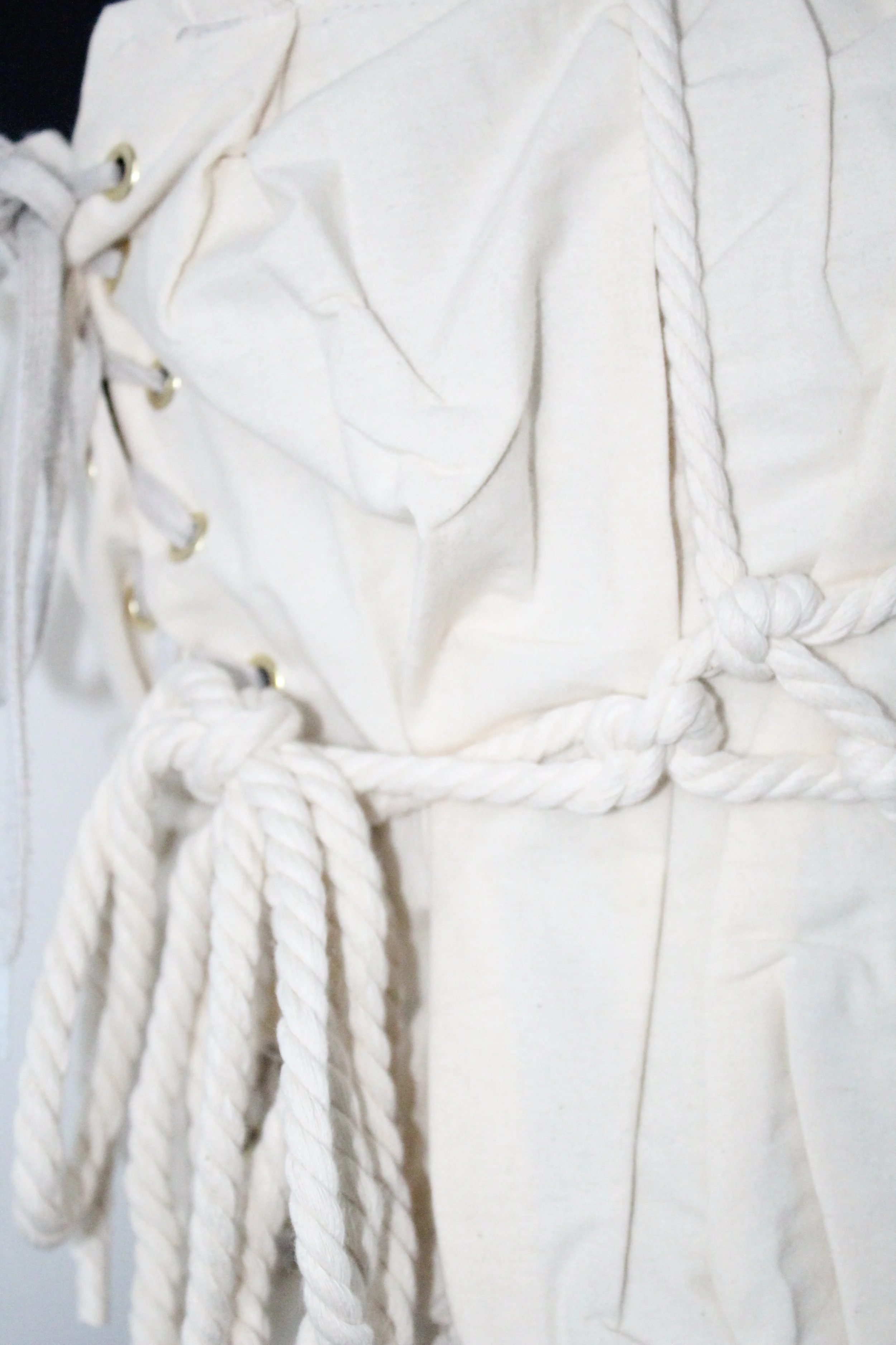 Detail Shot of my Disability Design Garment
Showing Side Lace-Up Closure and Shibari Inspired Knots