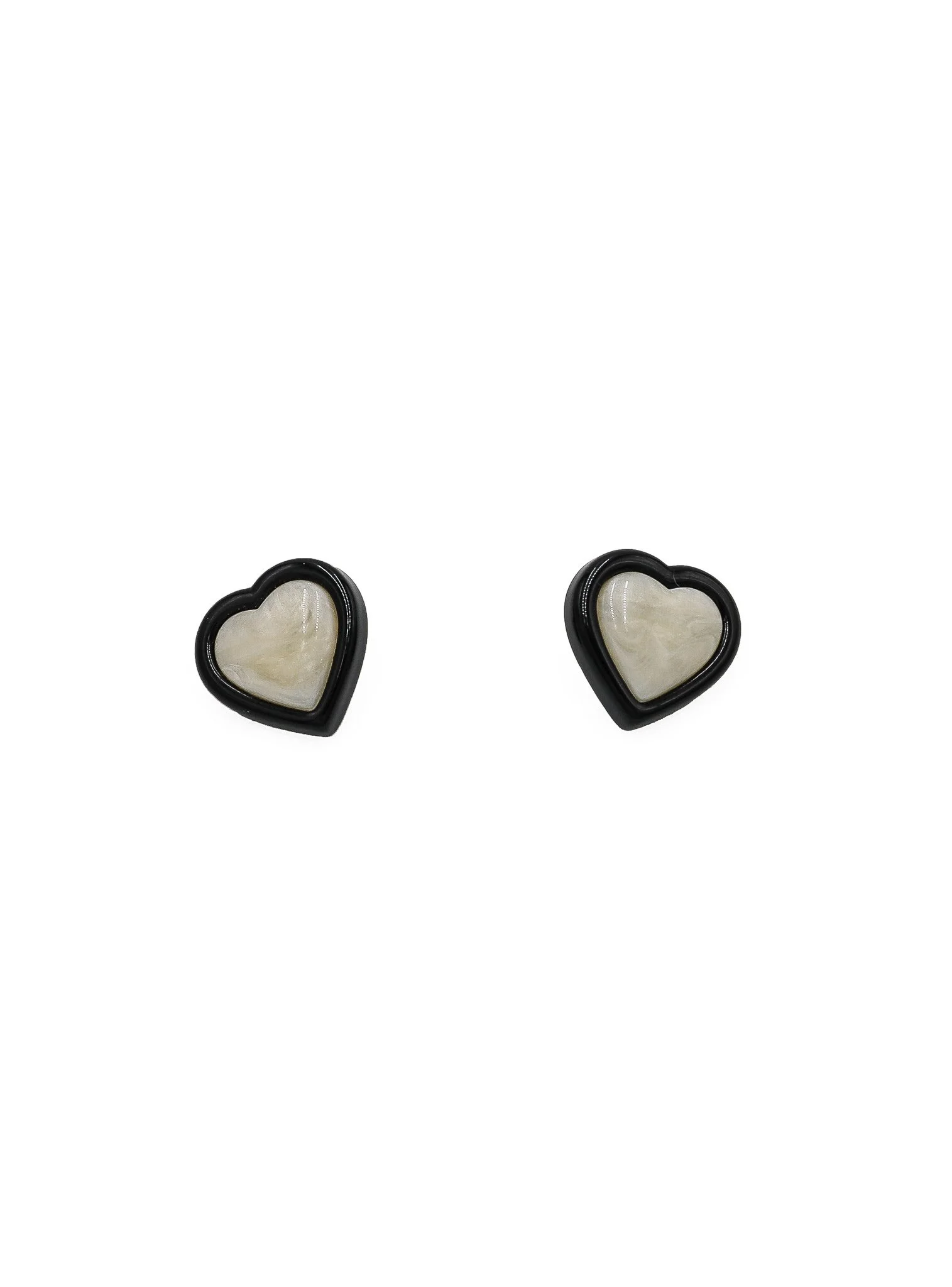 vintage shop - collector of vision black and white heart shaped stud earrings