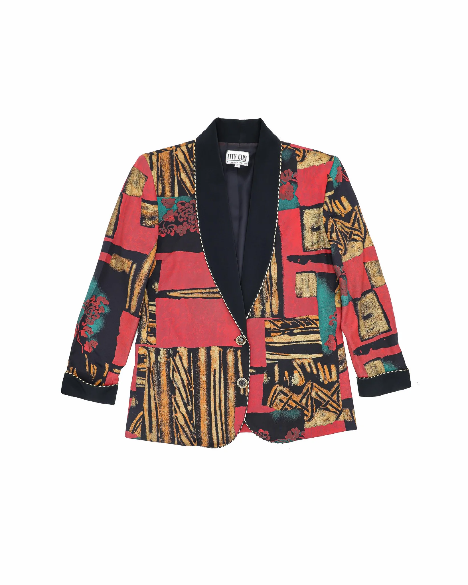 80s Abstract Shawl Collar Blazer - Size 8/Medium