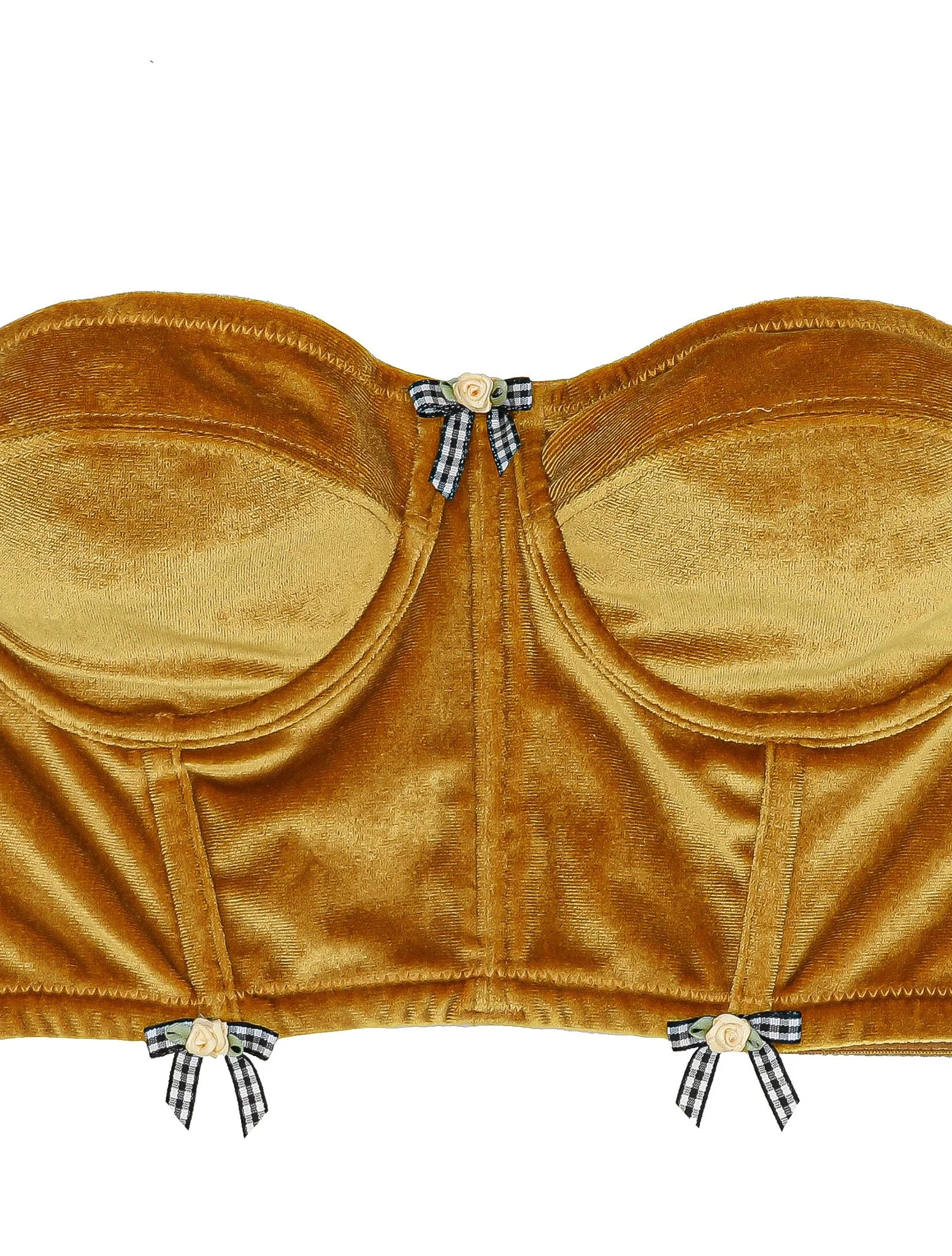 Reworked Burnt Orange Velvet Cropped Bow Corset - Size Small/Ful