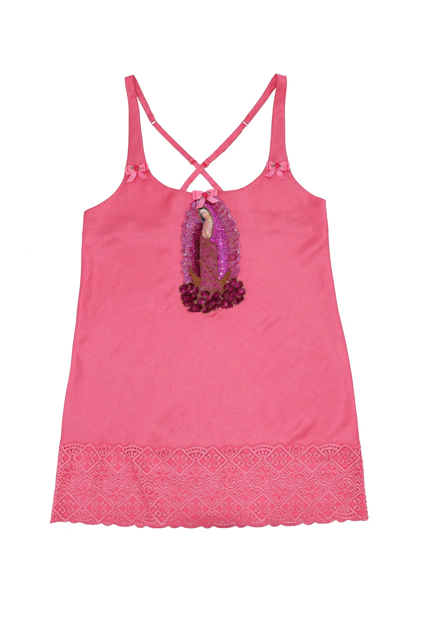 Guadaluope Pink Rose Bow Slip Dress