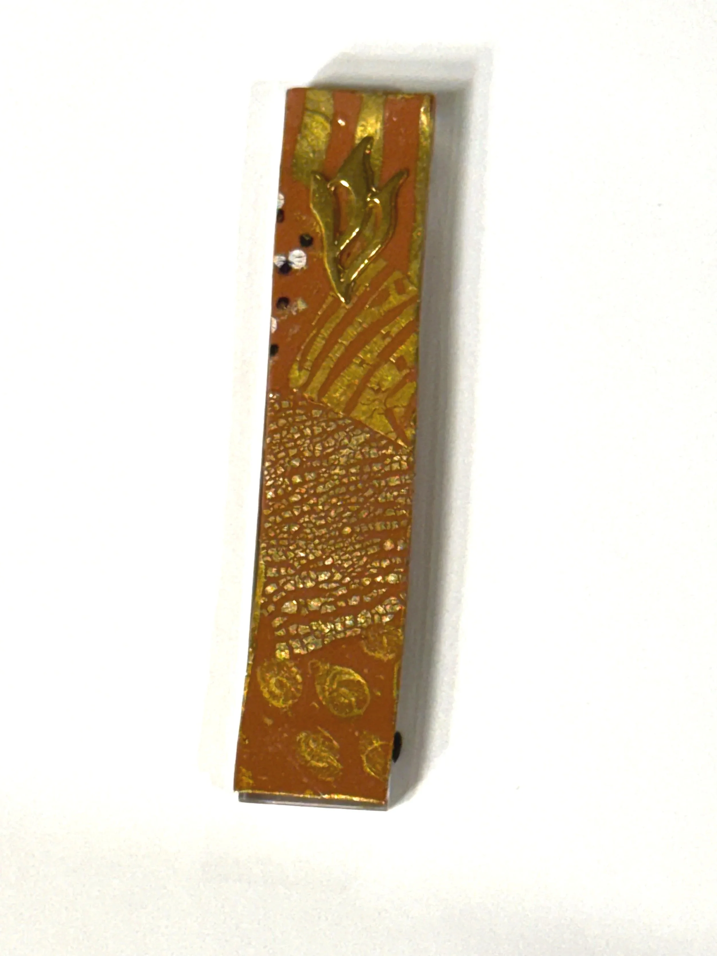 Exquisite Polymer Clay Mezuzah with Metallic Accents