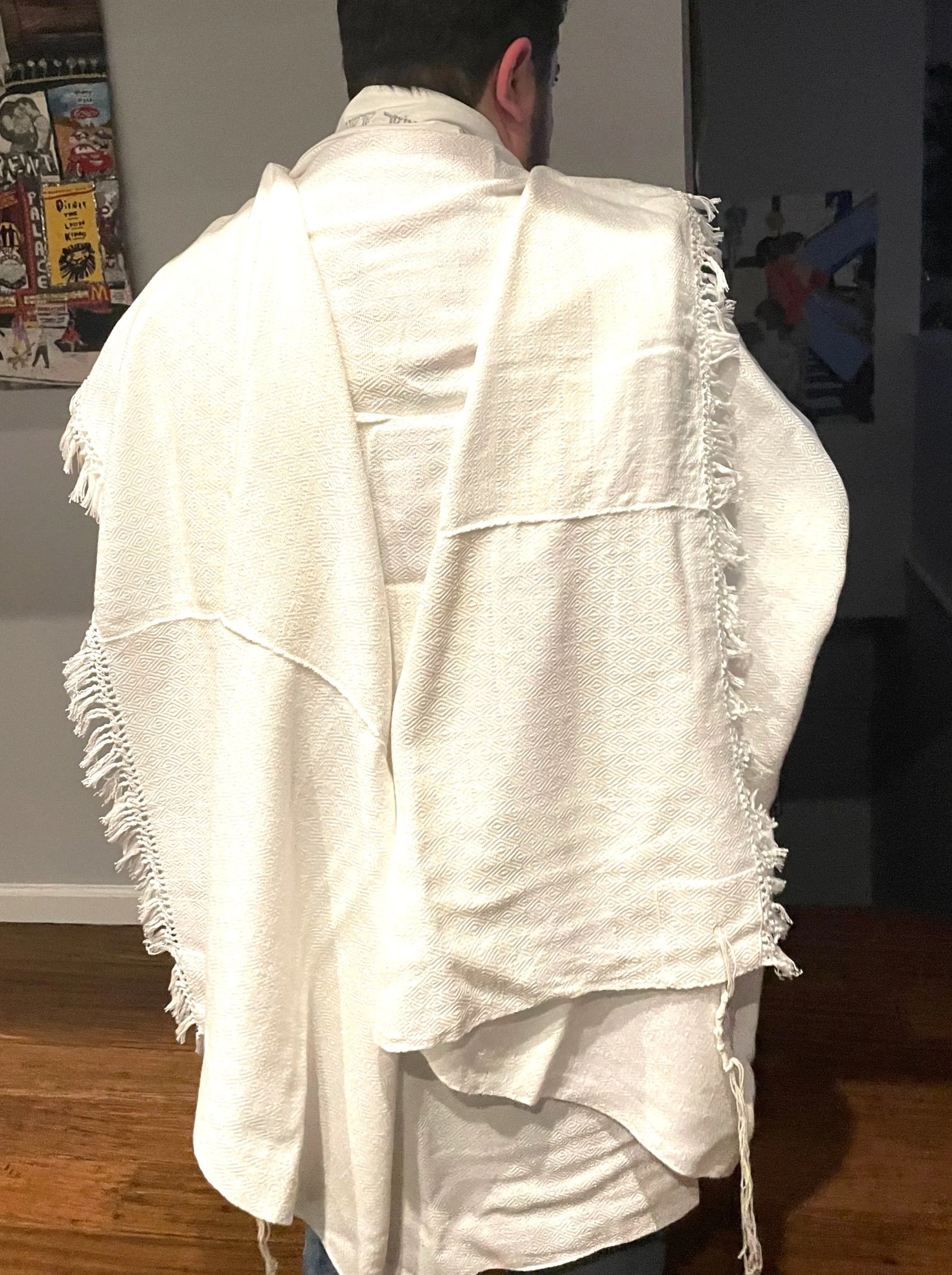 Ben's all white Tallis Gadol