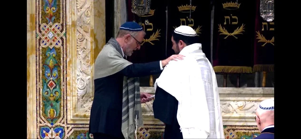 Ben's Ordination blessing from his Dad: Ben's Tallis Gadol and Dan's Tallis