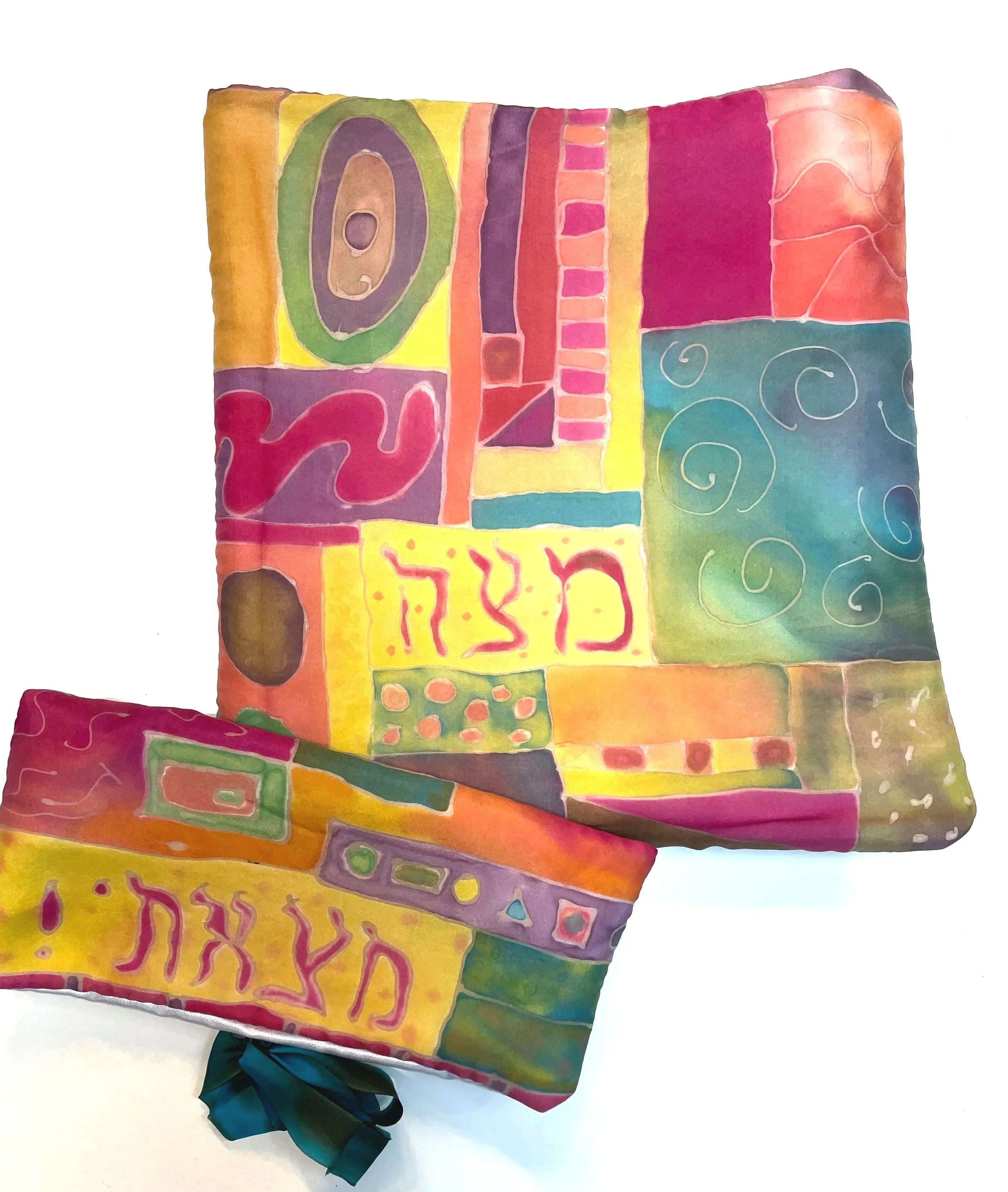 Passover: Abstract Silk 3 Matzo and Afikomen Set