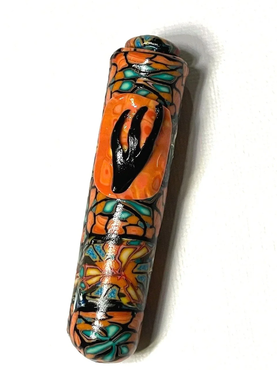 "Orange and Teal" Mezuzah