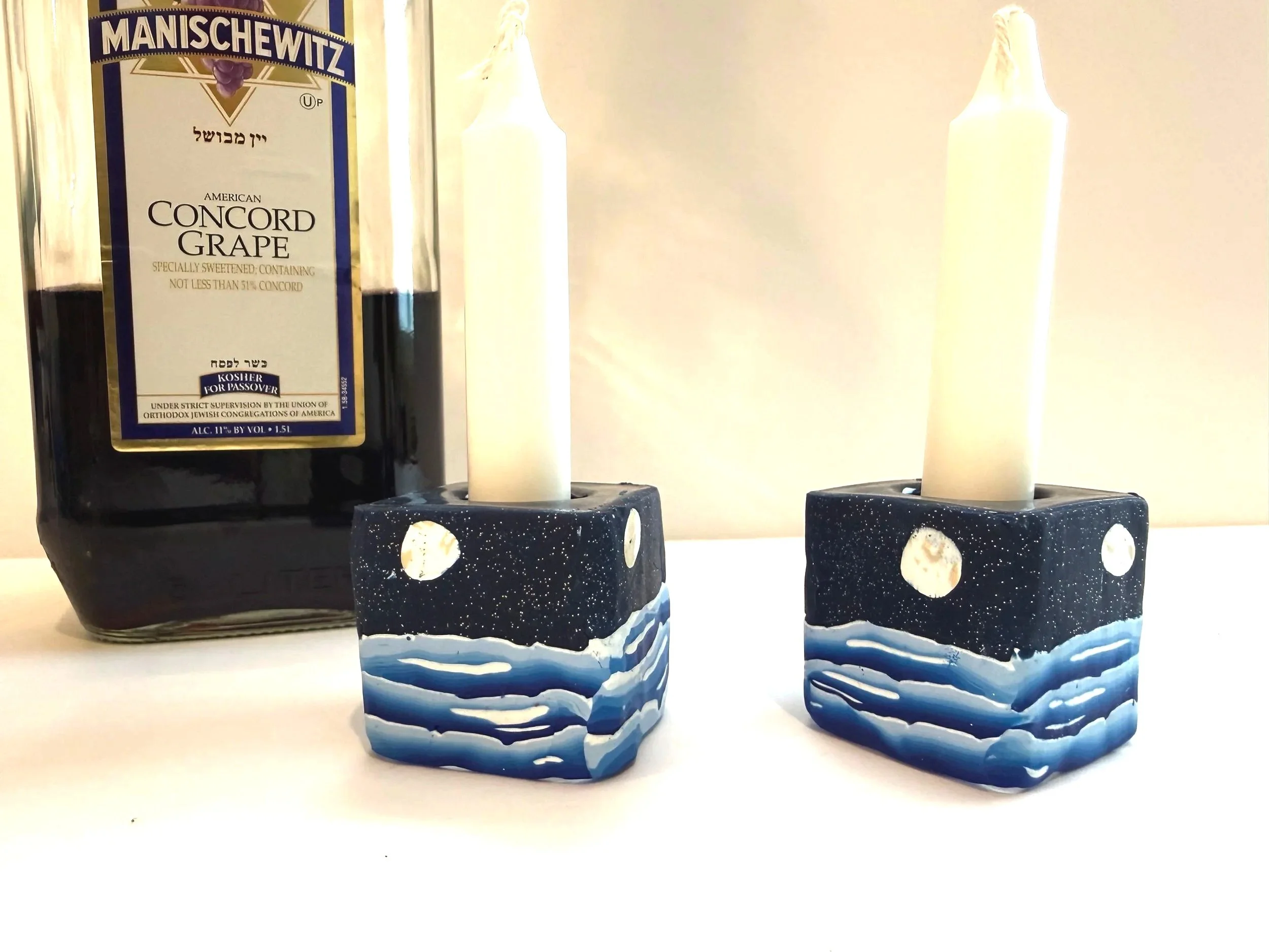 Moonlit Shabbat Candlesticks