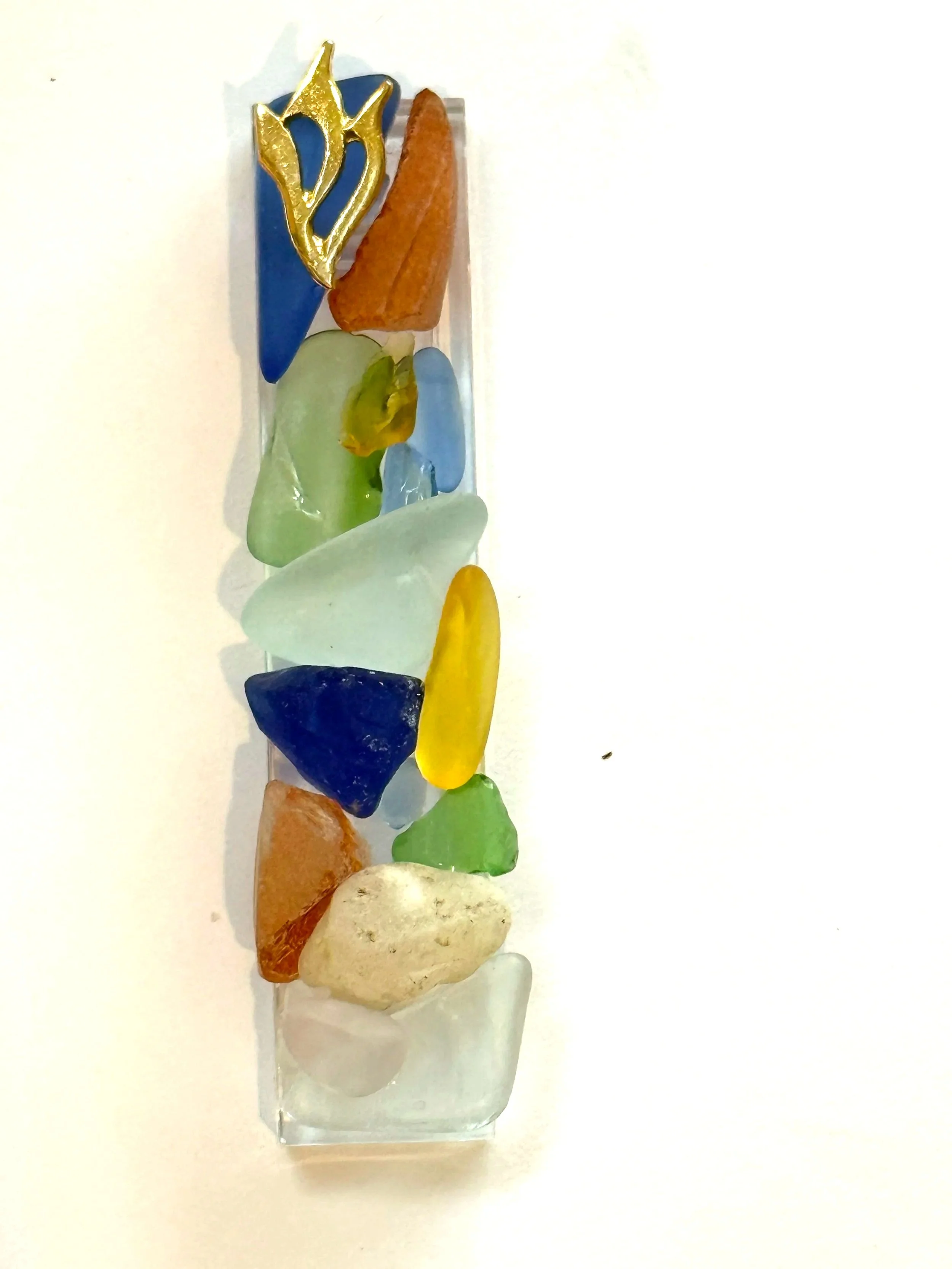 Sea Glass Mezuzah - Add a Little Yellow and Amber