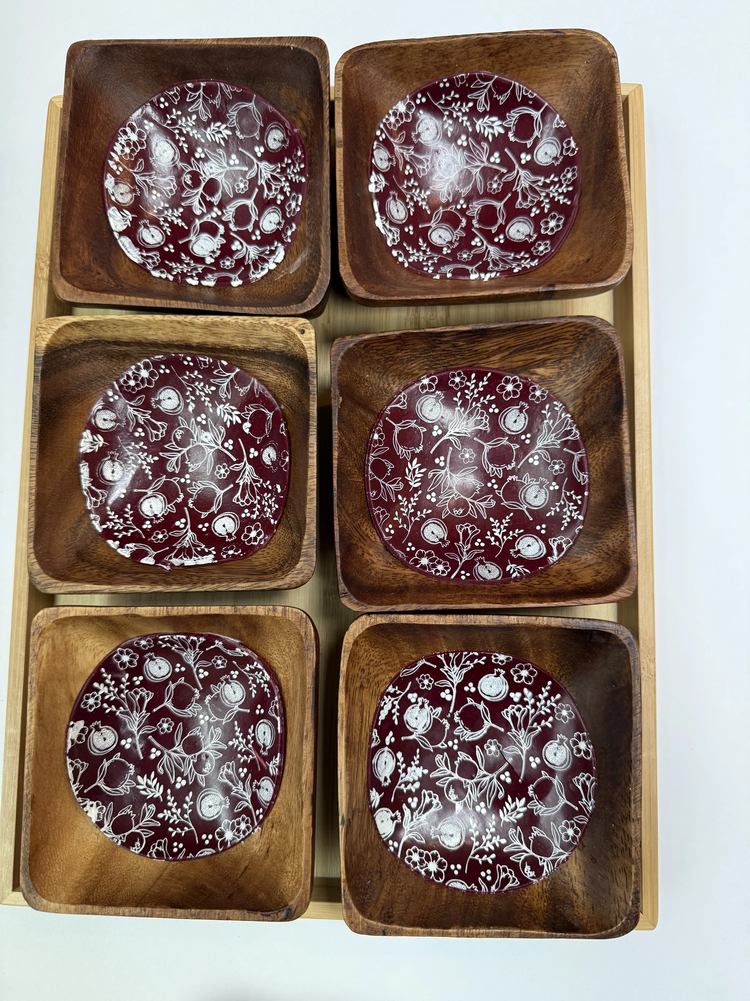 Pomegranate Design Wood Seder Plate