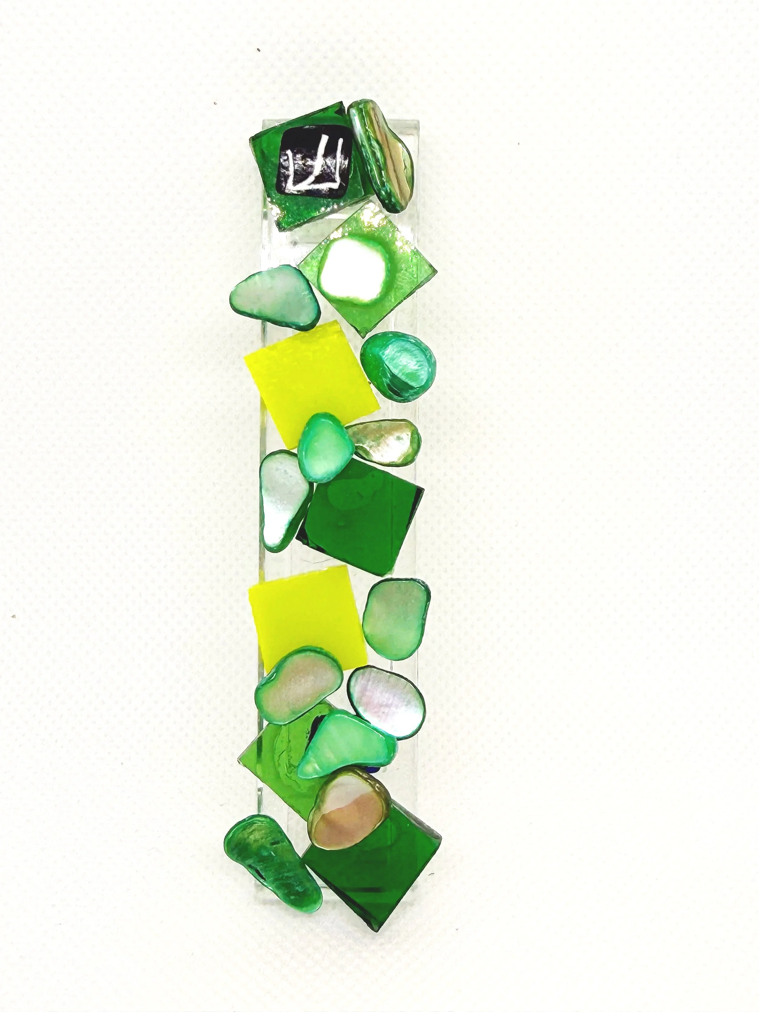Elegant Green Glass and Shell Mezuzah