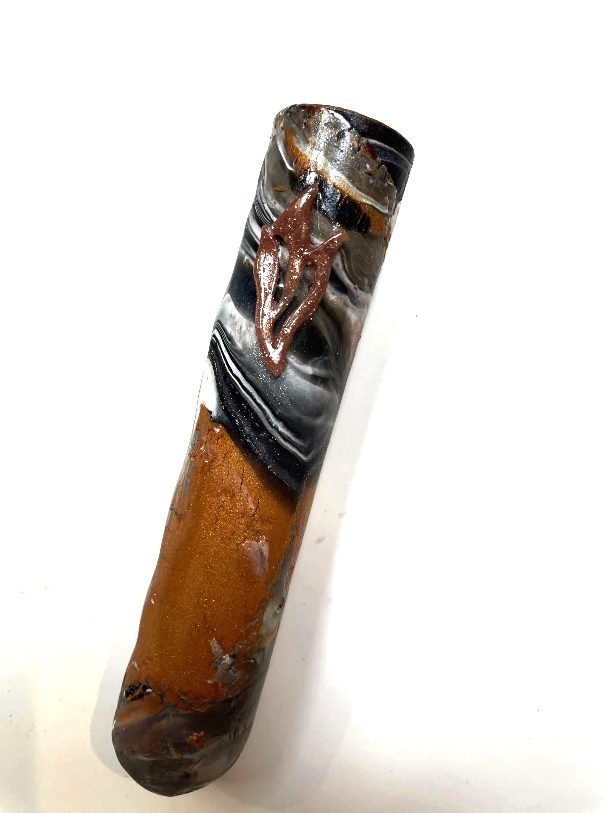 Handcrafted Earth Toned Abstract Polymer Clay Mezuzah