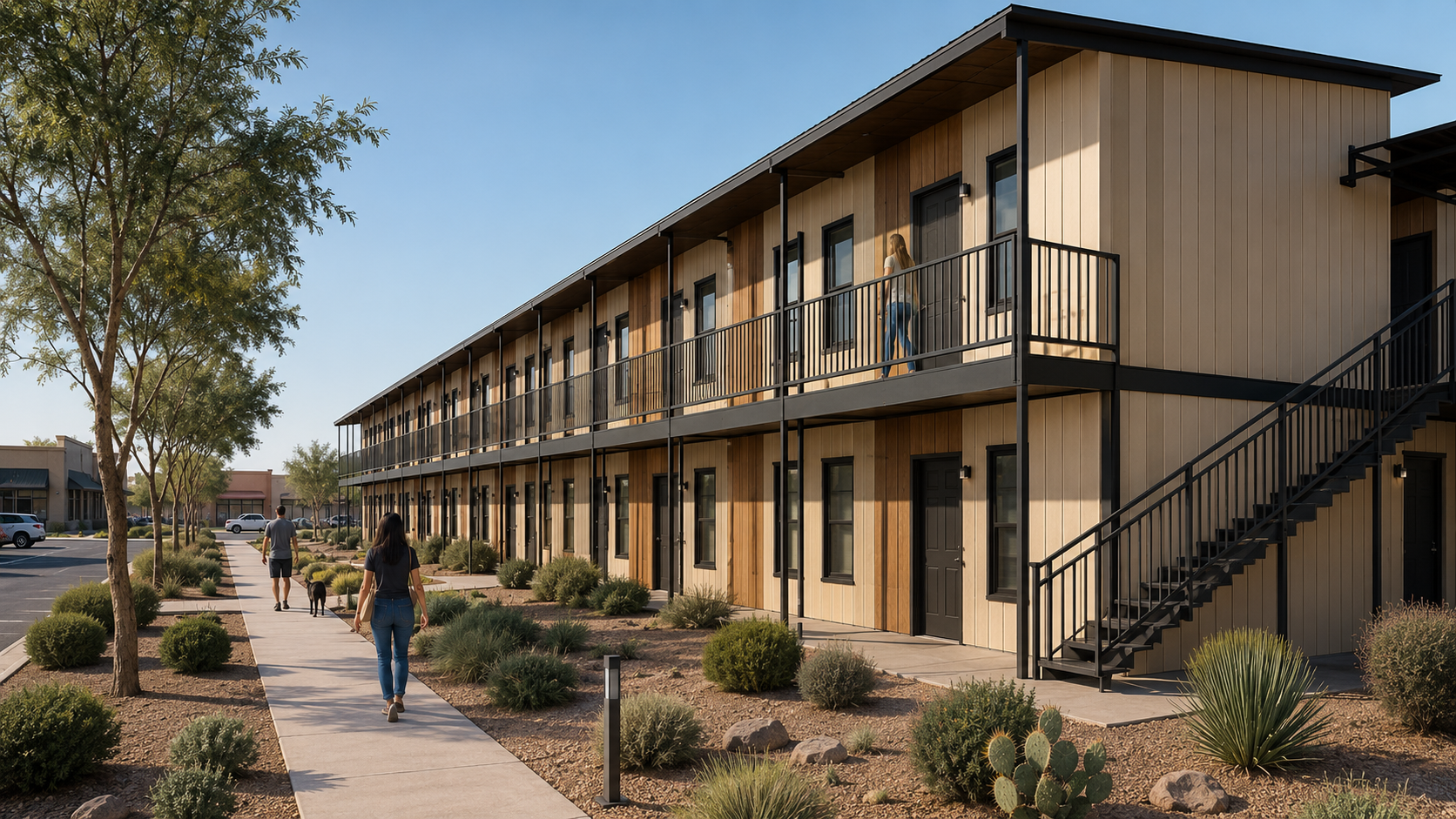 Conceptual west stacked-unit housing wing at Freedom Pointe