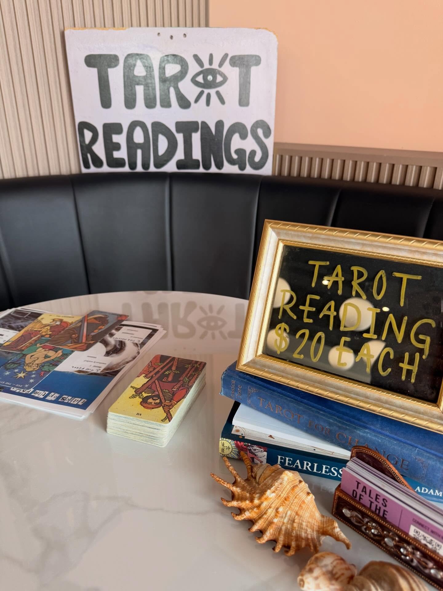 Downtown @pearlrestaurantak tonight - tarot readings are (literally) hand crafted by me! 🌊 Come find out what the cards have for you &amp; have a tasty snack while you&rsquo;re at it&hellip; and maybe a glass of bubbles 🍾