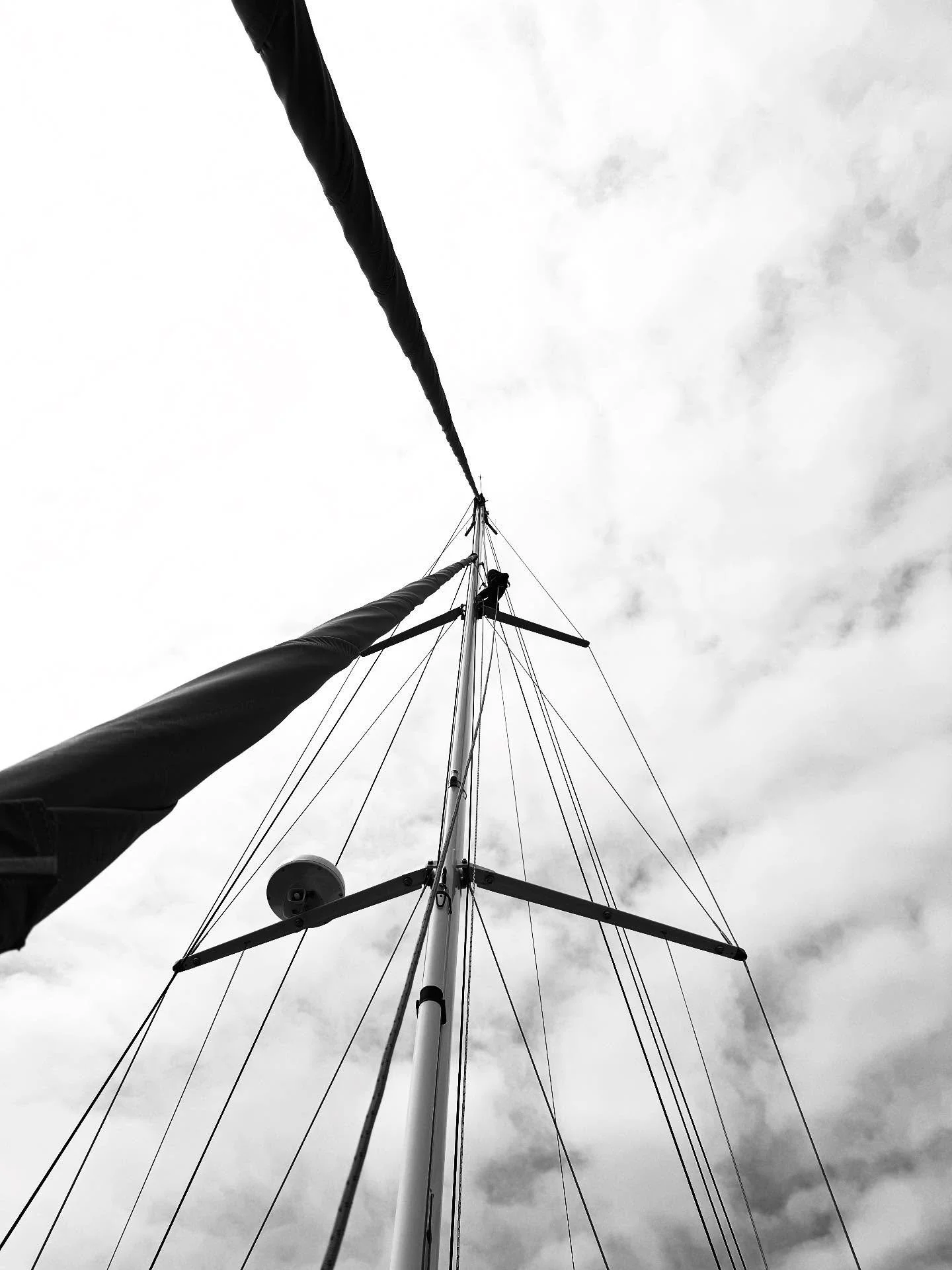 The littlest crew member way up the mast 

#amel50