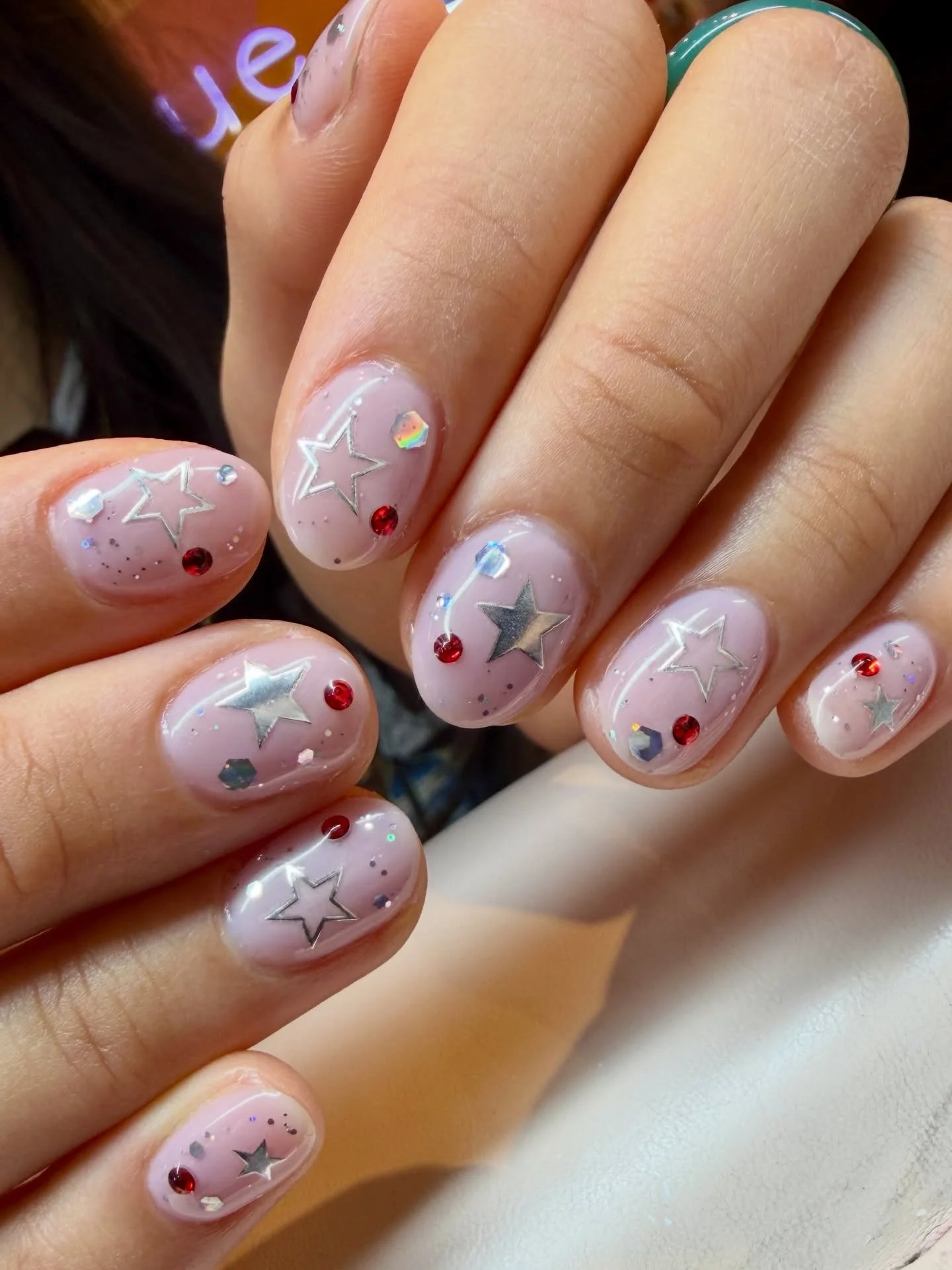 Nail art you never knew you needed ⭐️❤️ 
Nails by Joanna 
&bull;
&bull;
&bull;
#gelmanicure #gelnails #nailart #starnails #junknails