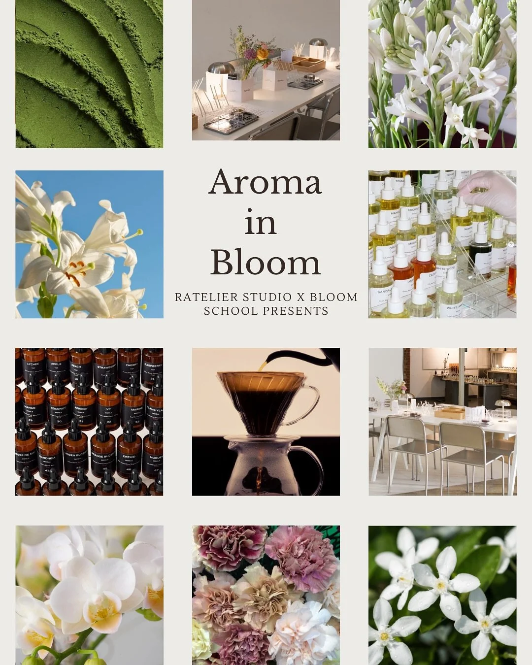 AROMA IN BLOOM TICKETS ARE SELLING FAST!
Join us next Saturday Nov 15th from 12-3pm at the beautiful @ratelier_note studio for a MAGICAL floral + fragrance workshop!  Details on our website, only a few spaces left!