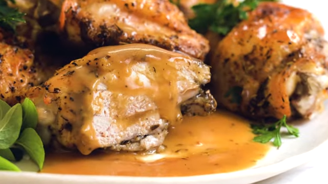 Pork Schnitzel with apple bread stuffing