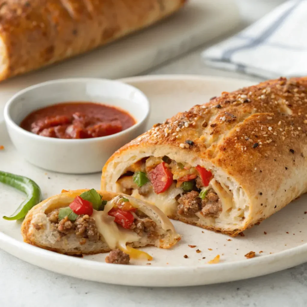 Sausage, pepper onion Stromboli