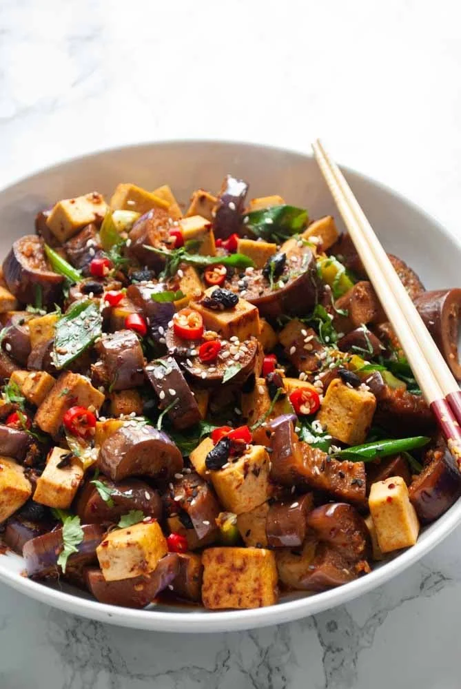 Chinese Style Chicken (or tofu & eggplant) in Black Bean Sauce✴