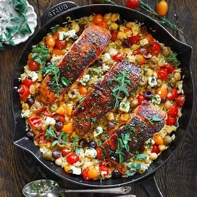 Mediterranean Salmon with roasted veggie