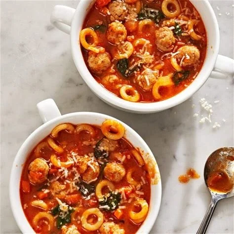 Ditalini with Mini Meatballs soup