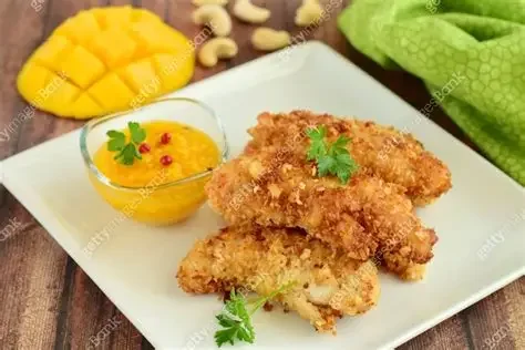 Coconut Chicken Fingers with Mango Dip